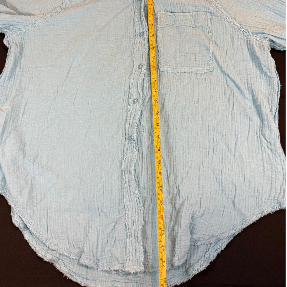 Aerie Light Blue Gauze Button Down Shirt Oversized XS - Picture 4 of 5